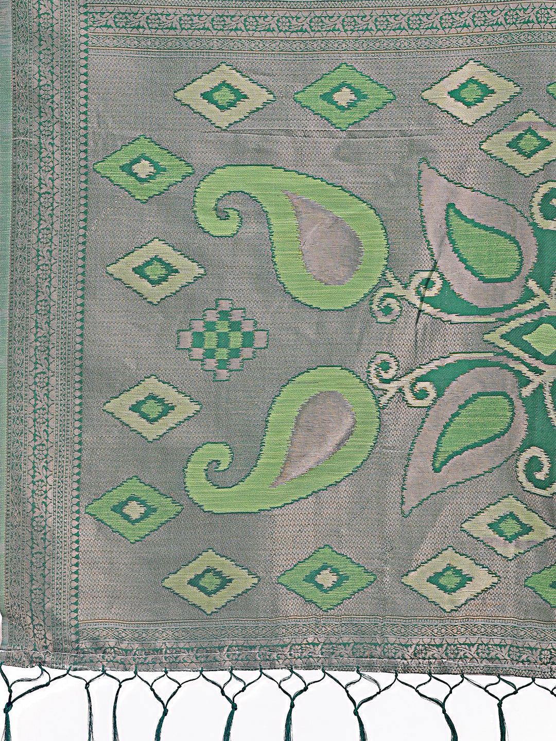 Shree Shyam Fashion Stylish Light Green Linen Cotton Saree with Woven Design - Lightweight Elegance for Everyday Grace