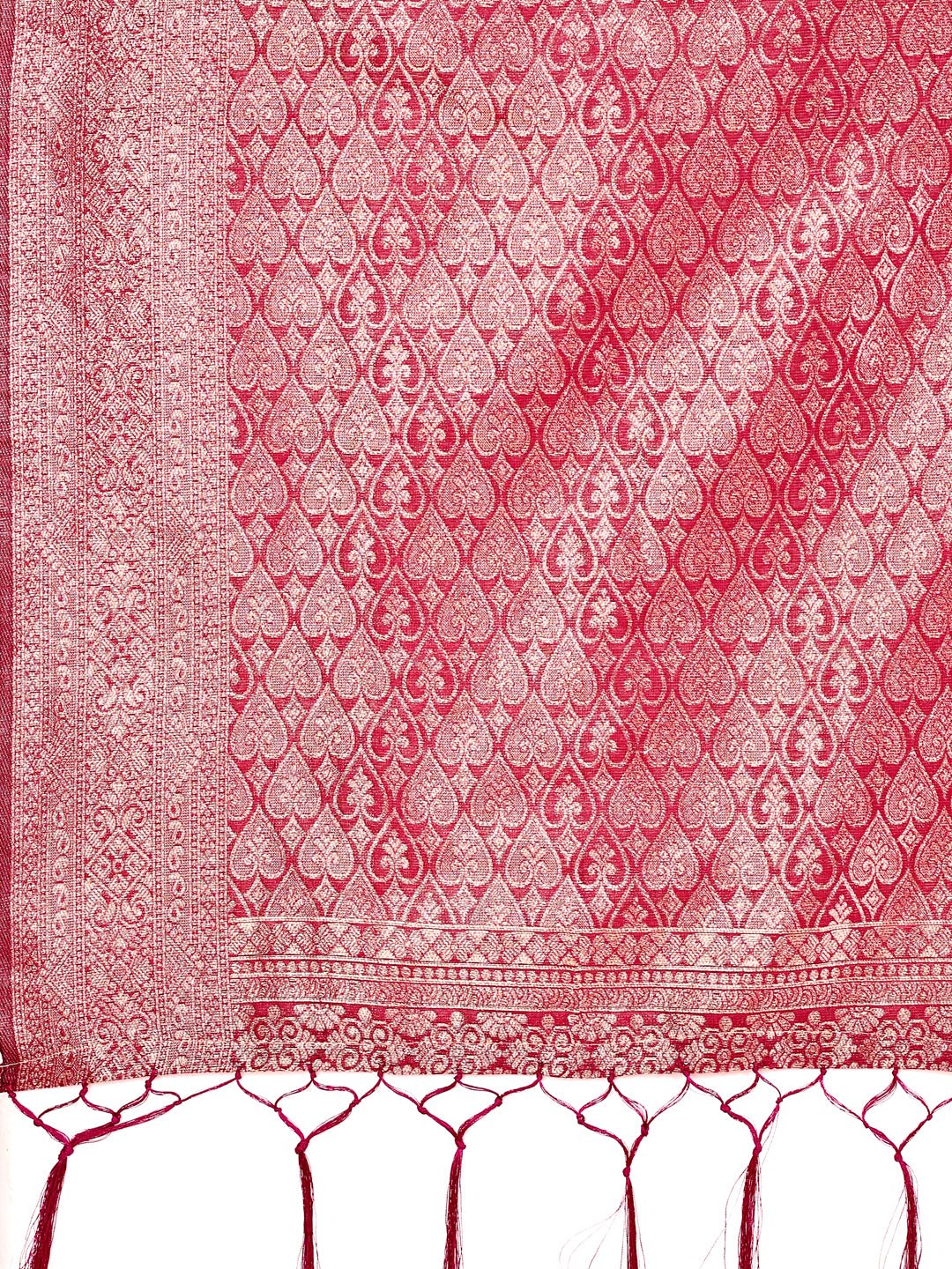 Shree Shyam Fashion Graceful Pink Lichi Silk Saree with Contrast Blue Woven Border & Floral Zari Design - Wedding & Festive Wear