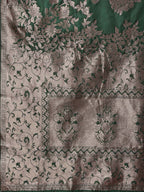 Shree Shyam Fashion Emerald Green Banarasi Silk Saree with Zari Floral Work - Elegance Woven in Every Thread - Distacart