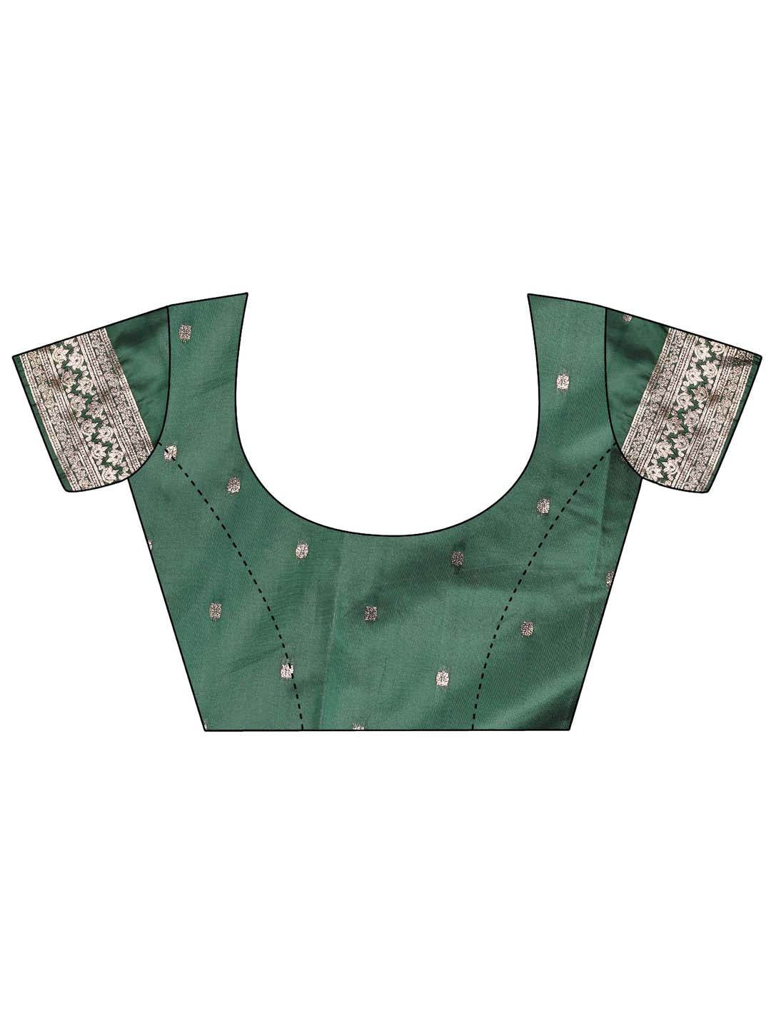 Shree Shyam Fashion Emerald Green Banarasi Silk Saree with Zari Floral Work - Elegance Woven in Every Thread - Distacart