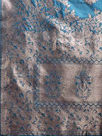 Shree Shyam Fashion Emerald Teal Green Banarasi Silk Saree with Zari Floral Work - Elegance Woven in Every Thread - Distacart