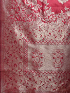 Shree Shyam Fashion Emerald Maroon Banarasi Silk Saree with Zari Floral Work - Elegance Woven in Every Thread - Distacart