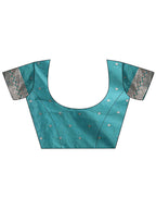Shree Shyam Fashion Emerald Sea Green Banarasi Silk Saree with Zari Floral Work - Elegance Woven in Every Thread - Distacart