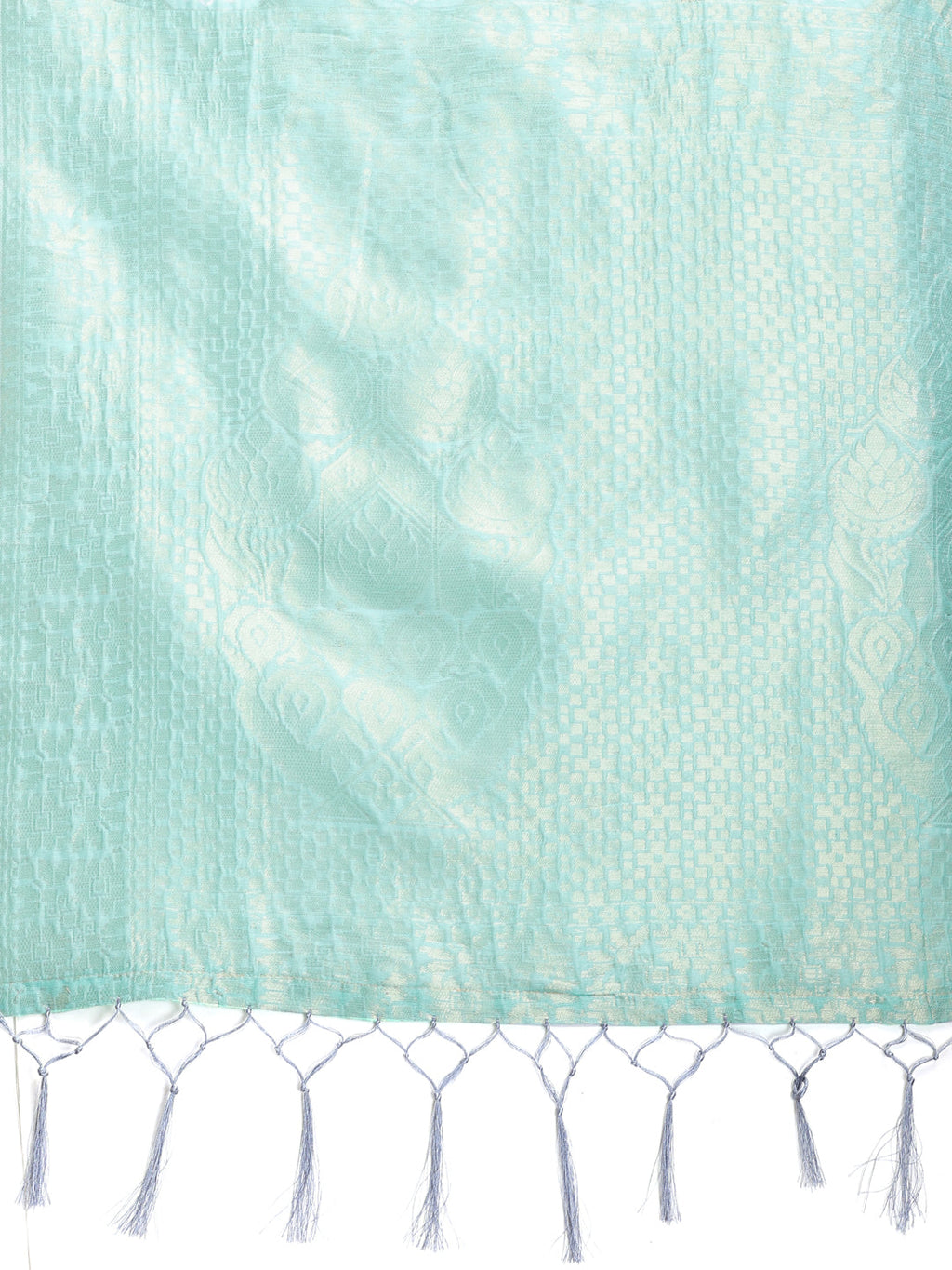 Shree Shyam Fashion Sea Green Cotton Woven Zari Work Traditional Tassel Saree