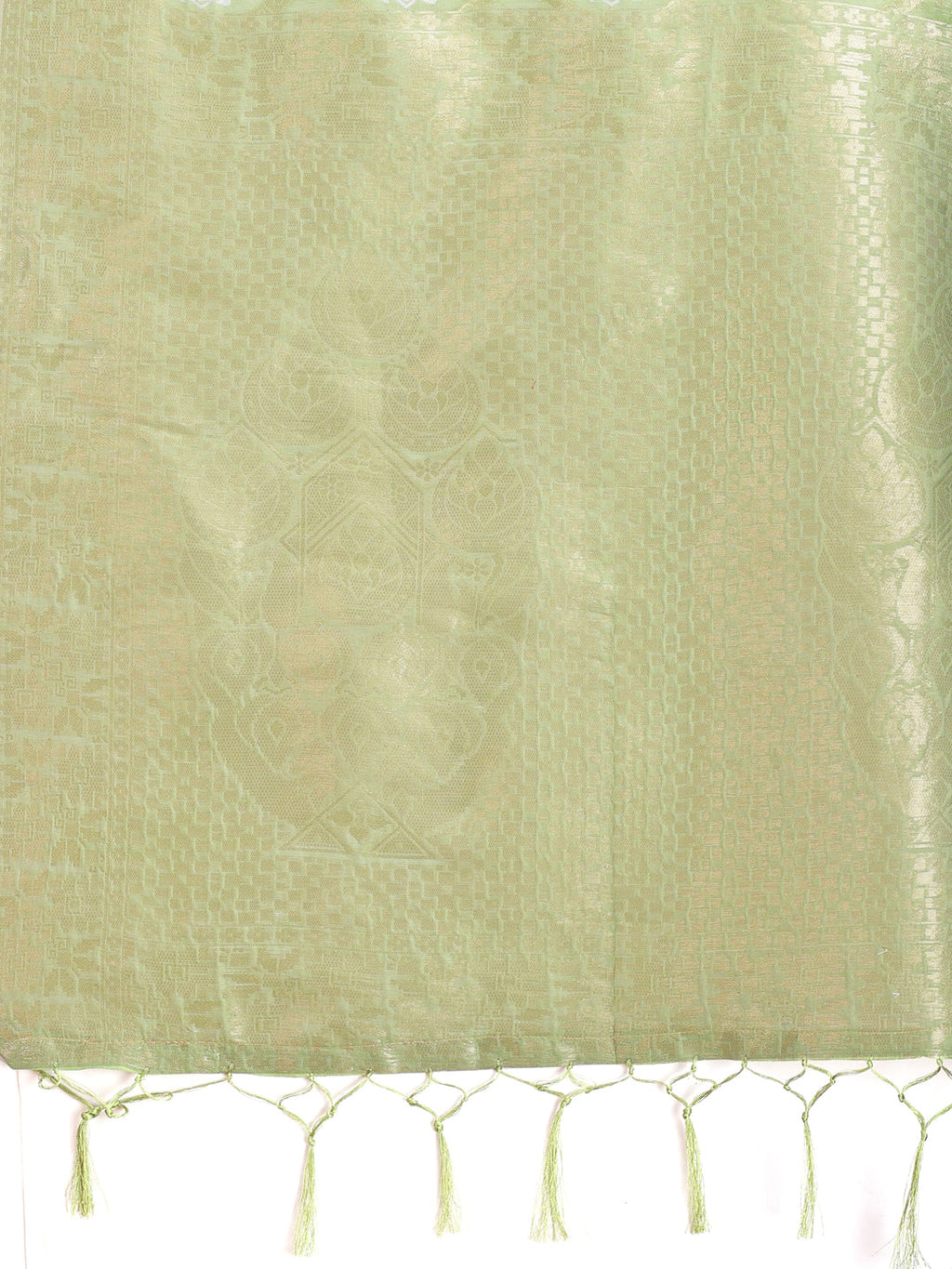 Shree Shyam Fashion Light Green Cotton Woven Zari Work Traditional Tassel Saree