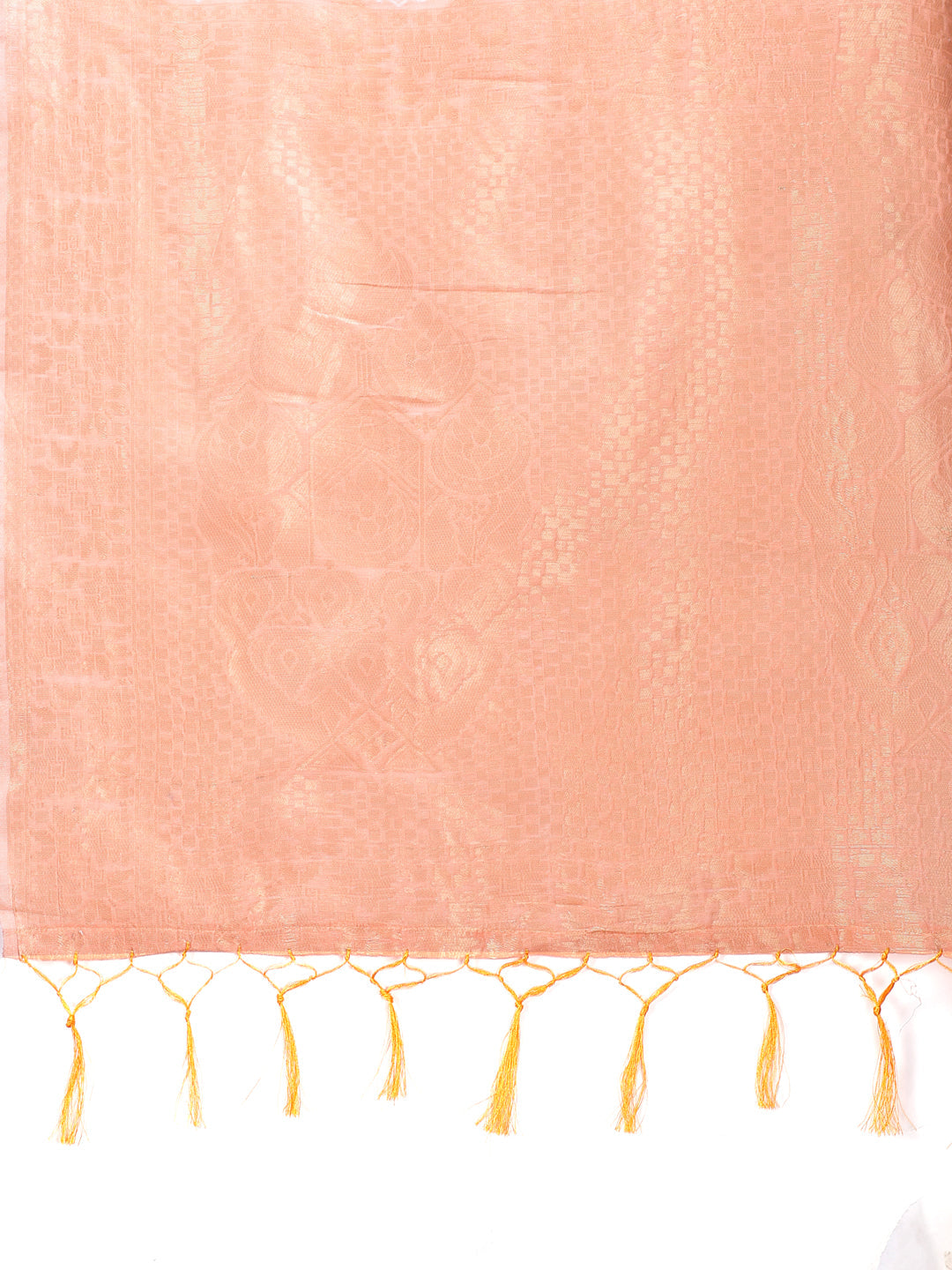 Shree Shyam Fashion Orange Cotton Woven Zari Work Traditional Tassel Saree