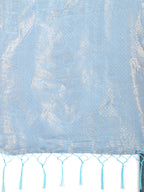 Shree Shyam Fashion Sky Blue Cotton Woven Zari Work Traditional Tassel Saree
