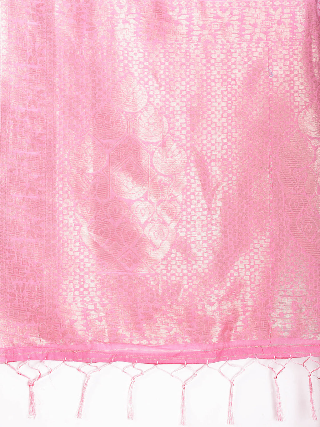 Shree Shyam Fashion Pink Cotton Woven Zari Work Traditional Tassel Saree