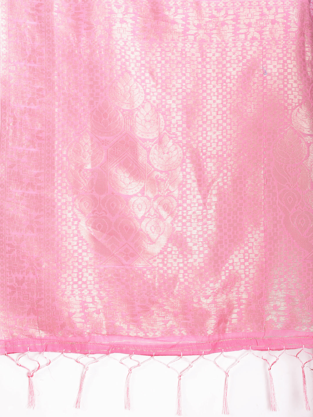 Shree Shyam Fashion Pink Cotton Woven Zari Work Traditional Tassel Saree