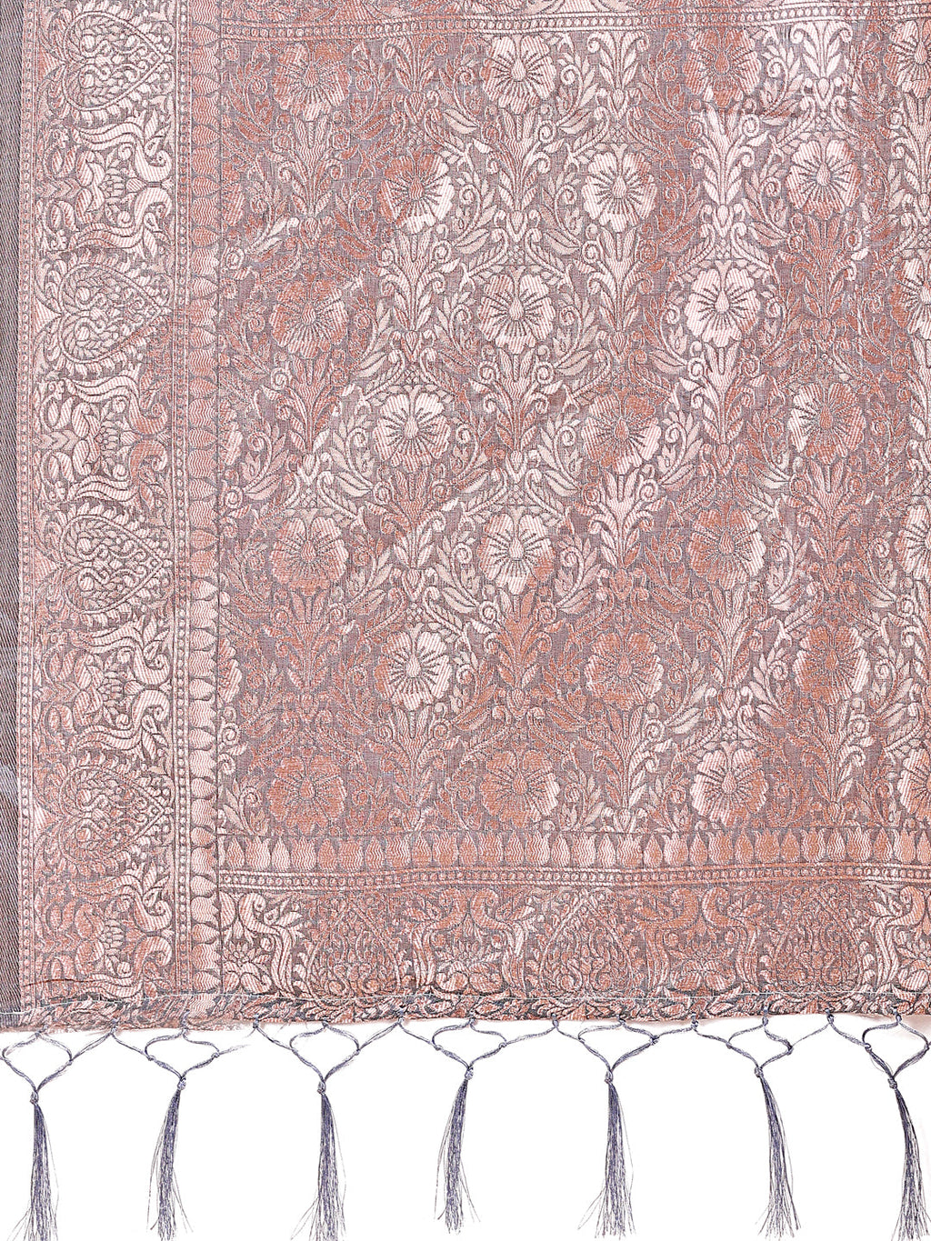 Shree Shyam Fashion Elegant Grey Linen Cotton Saree with Silver Zari Border & Geometric Weave - Daily,Office & Festive Wear