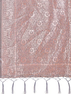 Shree Shyam Fashion Elegant Grey Linen Cotton Saree with Silver Zari Border & Geometric Weave - Daily,Office & Festive Wear