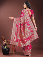Shree Shyam Fashion Graceful Magenta Banarasi Silk Saree with Silver Zari - Perfect Ethnic Wear for Weddings & Festive Moments - Distacart