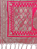 Shree Shyam Fashion Graceful Magenta Banarasi Silk Saree with Silver Zari - Perfect Ethnic Wear for Weddings & Festive Moments - Distacart