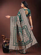Shree Shyam Fashion Graceful Green Banarasi Silk Saree with Silver Zari - Perfect Ethnic Wear for Weddings & Festive Moments - Distacart