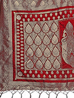 Shree Shyam Fashion Graceful Maroon Banarasi Silk Saree with Silver Zari - Perfect Ethnic Wear for Weddings & Festive Moments - Distacart