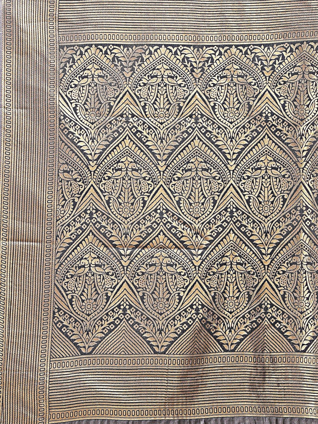 Shree Shyam Fashion Grey Banarasi silk Woven Zari Work Traditional Tassel Saree