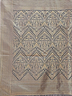 Shree Shyam Fashion Grey Banarasi silk Woven Zari Work Traditional Tassel Saree
