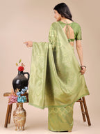 Shree Shyam Fashion Light Green Banarasi silk Woven Zari Work Traditional Tassel Saree