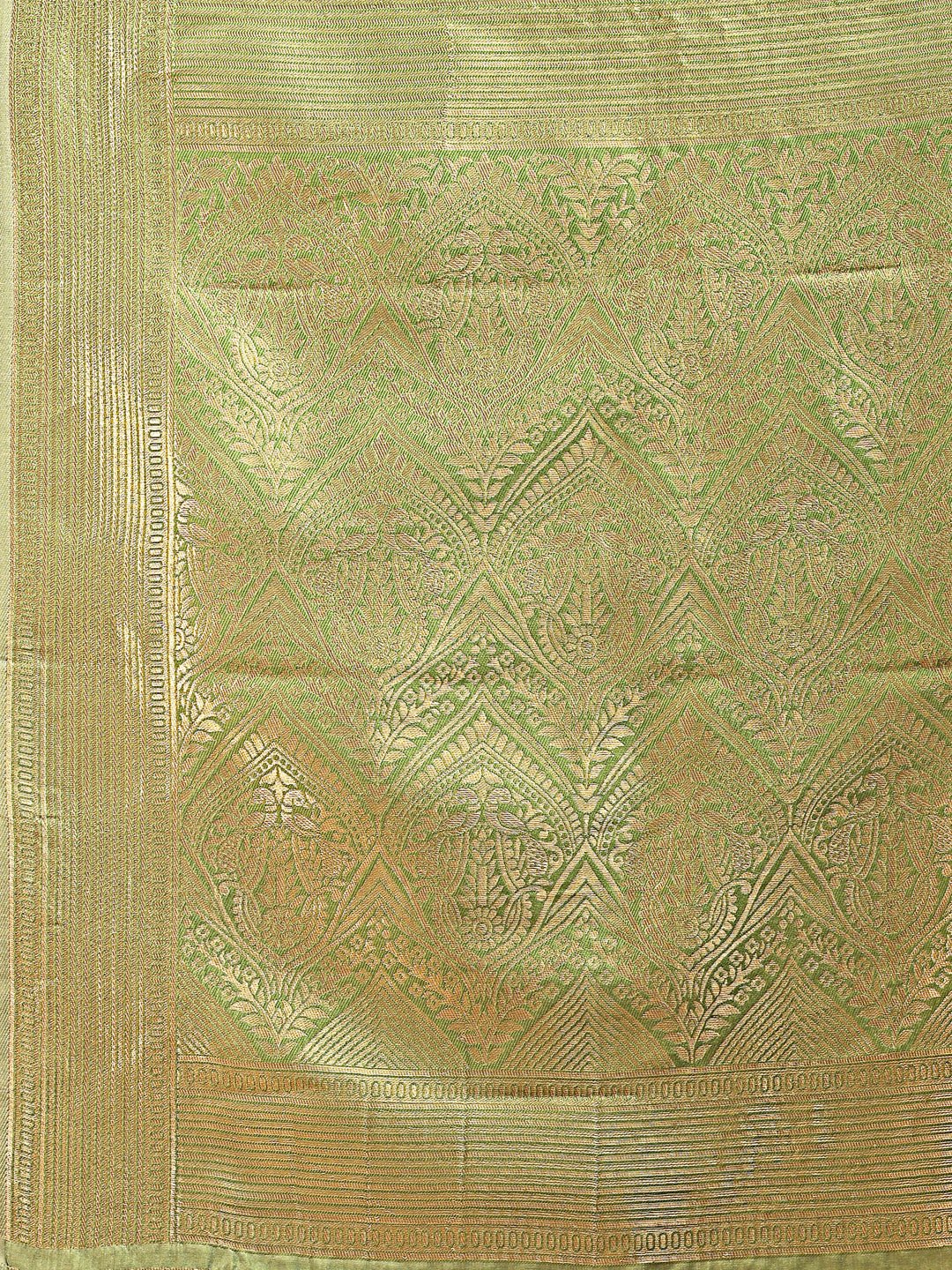 Shree Shyam Fashion Light Green Banarasi silk Woven Zari Work Traditional Tassel Saree