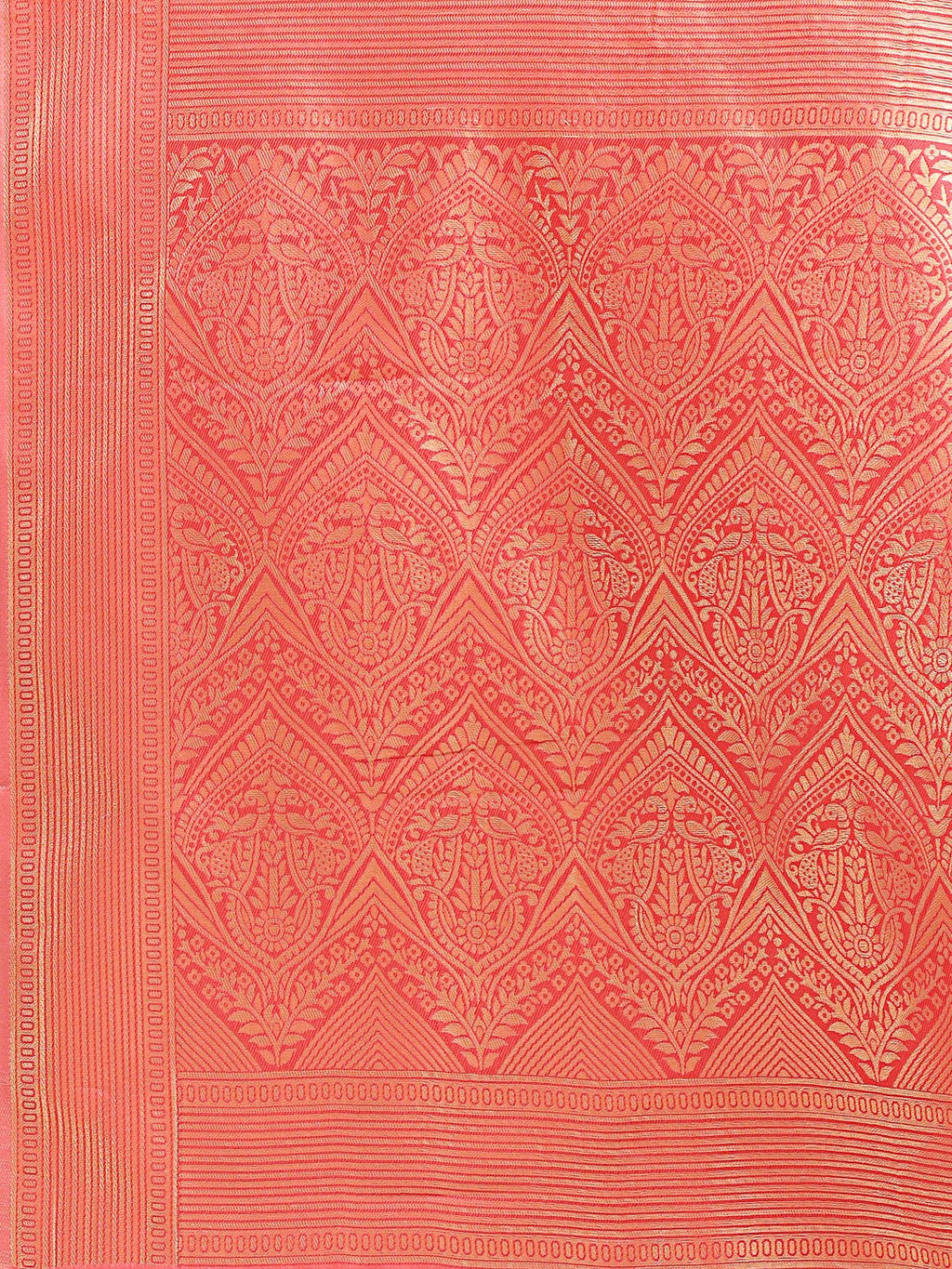 Shree Shyam Fashion Peach Banarasi silk Woven Zari Work Traditional Tassel Saree