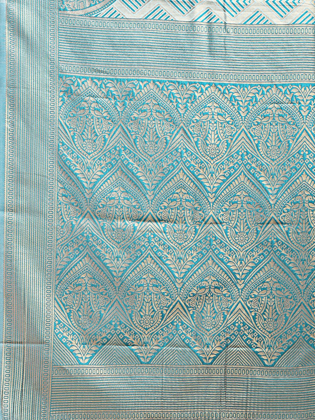 Shree Shyam Fashion Sea Green Banarasi silk Woven Zari Work Traditional Tassel Saree