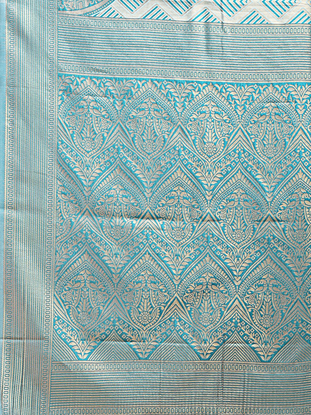 Shree Shyam Fashion Sea Green Banarasi silk Woven Zari Work Traditional Tassel Saree