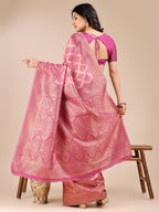 Shree Shyam Fashion Light Pink Banarasi silk Woven Zari Work Traditional Tassel Saree