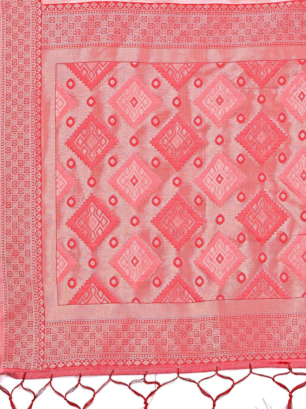 Shree Shyam Fashion Radiant Peach Linen Cotton Patola Saree - Where Tradition Dances with Elegance