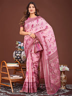Shree Shyam Fashion Radiant Pink Linen Cotton Patola Saree - Where Tradition Dances with Elegance