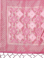 Shree Shyam Fashion Radiant Pink Linen Cotton Patola Saree - Where Tradition Dances with Elegance