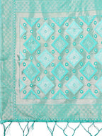Shree Shyam Fashion Radiant Sea Green Linen Cotton Patola Saree - Where Tradition Dances with Elegance