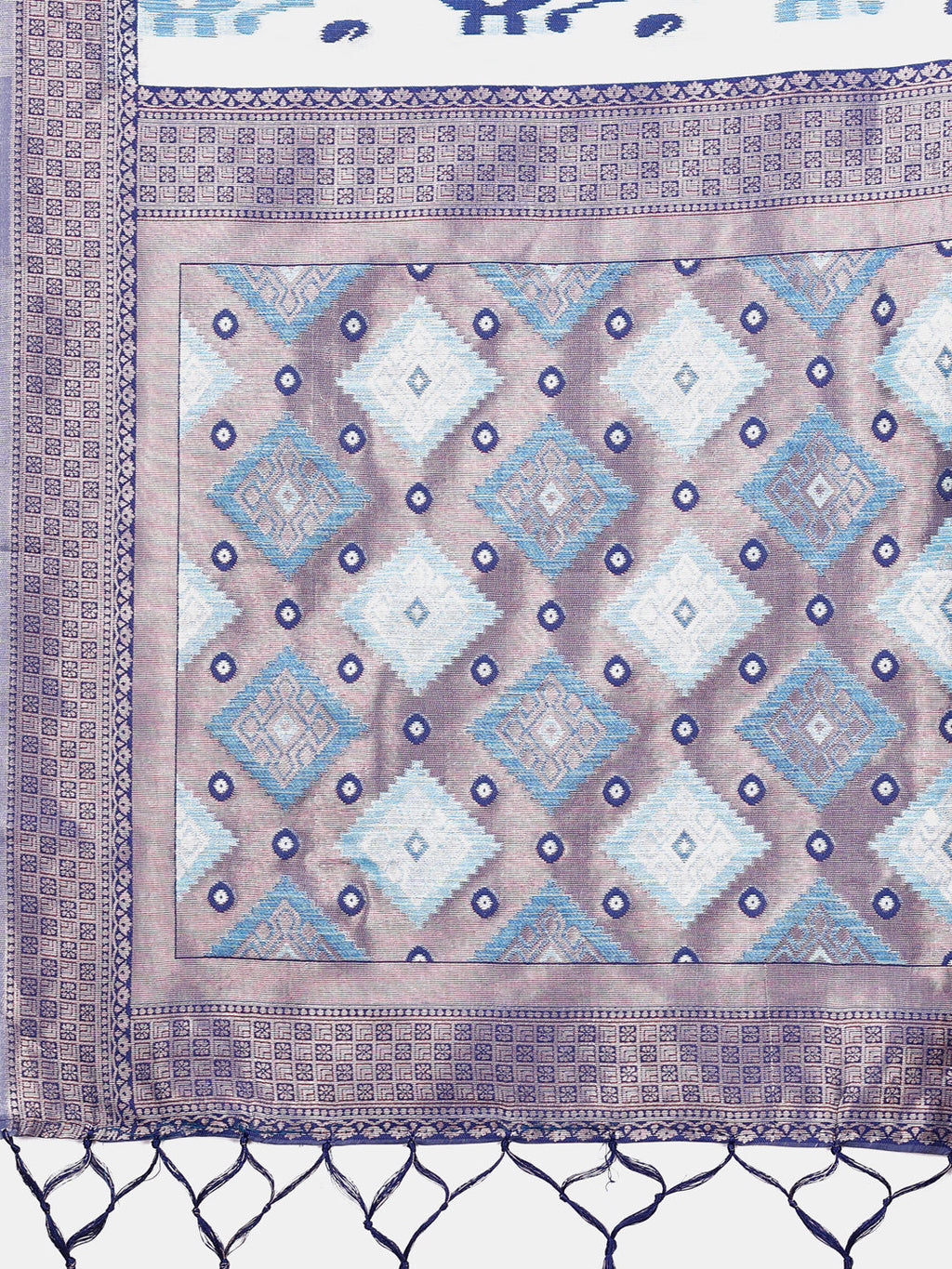 Shree Shyam Fashion Radiant Sky Blue Linen Cotton Patola Saree - Where Tradition Dances with Elegance