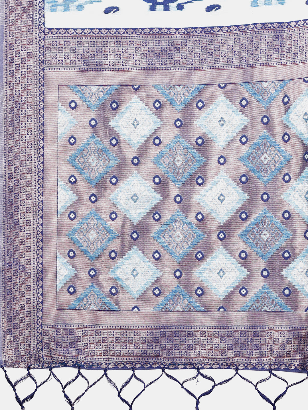 Shree Shyam Fashion Radiant Sky Blue Linen Cotton Patola Saree - Where Tradition Dances with Elegance