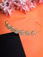 NVR Women's Gold-Polished Kundan Embellished Hairband