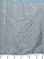 Shree Shyam Fashion Elegant Sea Green Linen Cotton Saree with Silver Zari - Perfect Blend of Comfort & Charm
