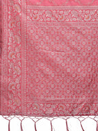 Shree Shyam Fashion Elegant Peach Linen Cotton Saree with Silver Zari - Perfect Blend of Comfort & Charm