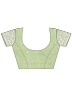 Shree Shyam Fashion Elegant Light Green Linen Cotton Saree with Silver Zari - Perfect Blend of Comfort & Charm