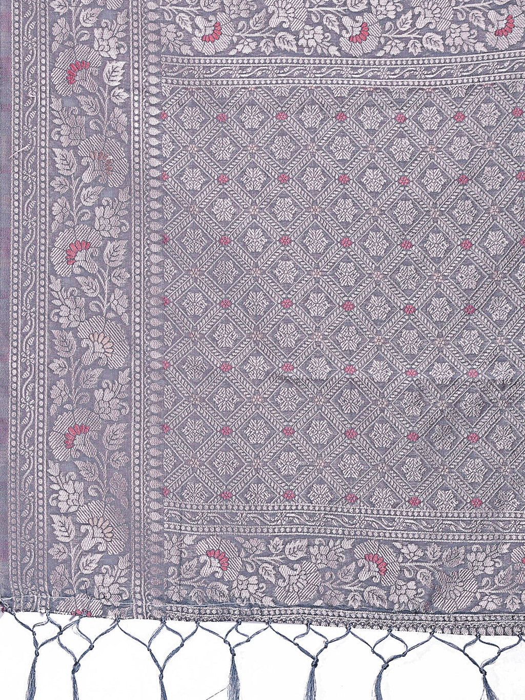 Shree Shyam Fashion Elegant Grey Linen Cotton Saree with Silver Zari - Perfect Blend of Comfort & Charm
