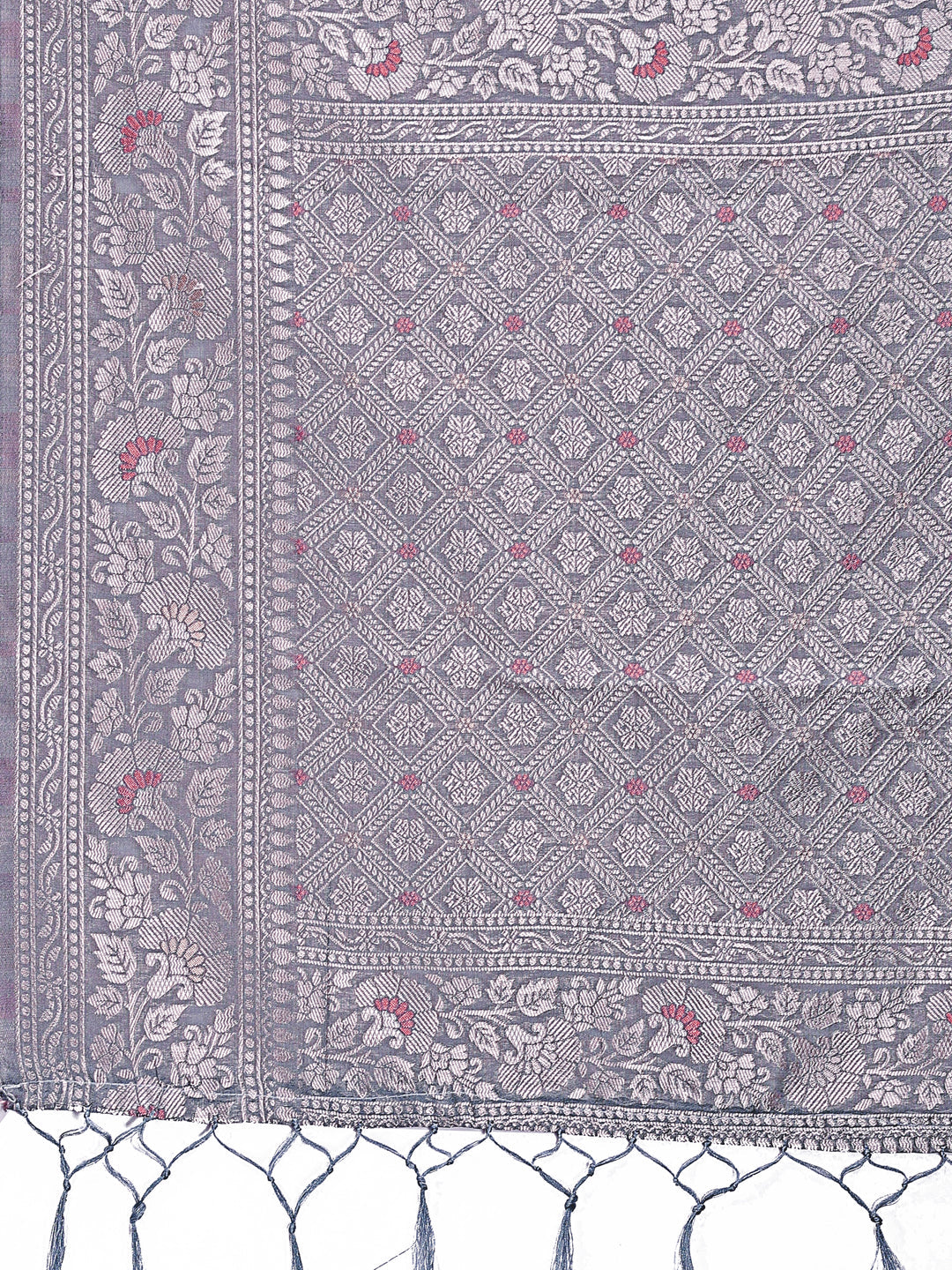 Shree Shyam Fashion Elegant Grey Linen Cotton Saree with Silver Zari - Perfect Blend of Comfort & Charm