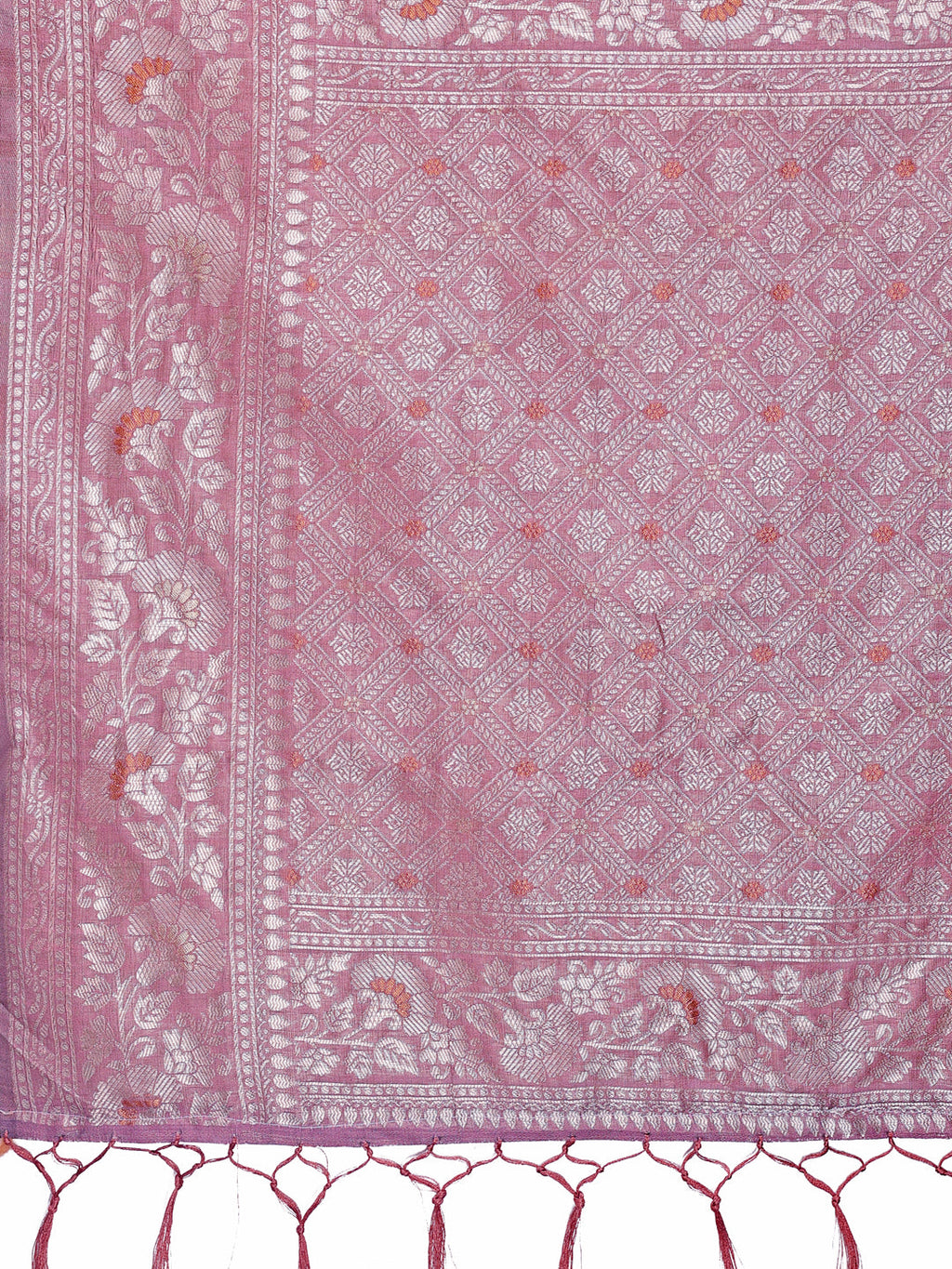 Shree Shyam Fashion Elegant Purple Linen Cotton Saree with Silver Zari - Perfect Blend of Comfort & Charm