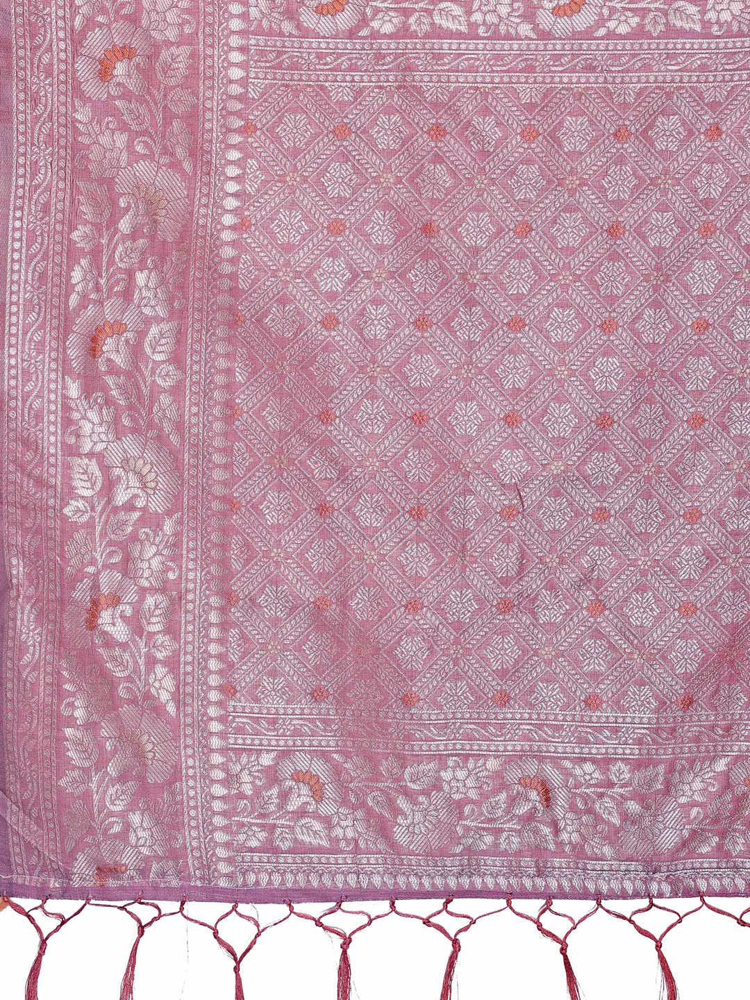 Shree Shyam Fashion Elegant Purple Linen Cotton Saree with Silver Zari - Perfect Blend of Comfort & Charm