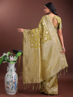 Shree Shyam Fashion Elegant Mustard Linen Cotton Saree with Silver Zari - Perfect Blend of Comfort & Charm