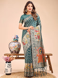 Shree Shyam Fashion Majestic Green Linen Cotton Saree with Royal Peacock Pallu - A Celebration of Heritage and Grace