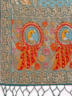 Shree Shyam Fashion Majestic Green Linen Cotton Saree with Royal Peacock Pallu - A Celebration of Heritage and Grace