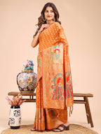 Shree Shyam Fashion Majestic Mustard Linen Cotton Saree with Royal Peacock Pallu - A Celebration of Heritage and Grace