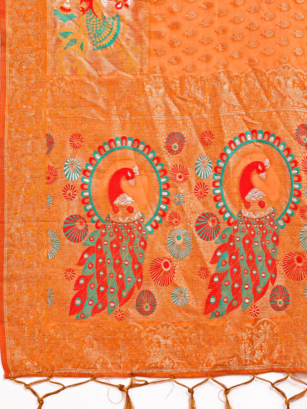 Shree Shyam Fashion Majestic Mustard Linen Cotton Saree with Royal Peacock Pallu - A Celebration of Heritage and Grace