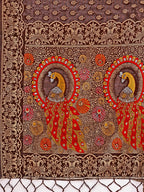 Shree Shyam Fashion Majestic Brown Linen Cotton Saree with Royal Peacock Pallu - A Celebration of Heritage and Grace