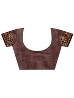 Shree Shyam Fashion Majestic Brown Linen Cotton Saree with Royal Peacock Pallu - A Celebration of Heritage and Grace