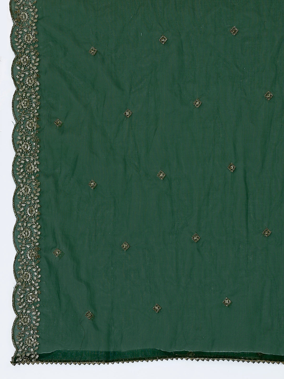 Hand Embroidered Kurta With Pant & Dupatta Premium Luxury, Green - Hiral Fashion