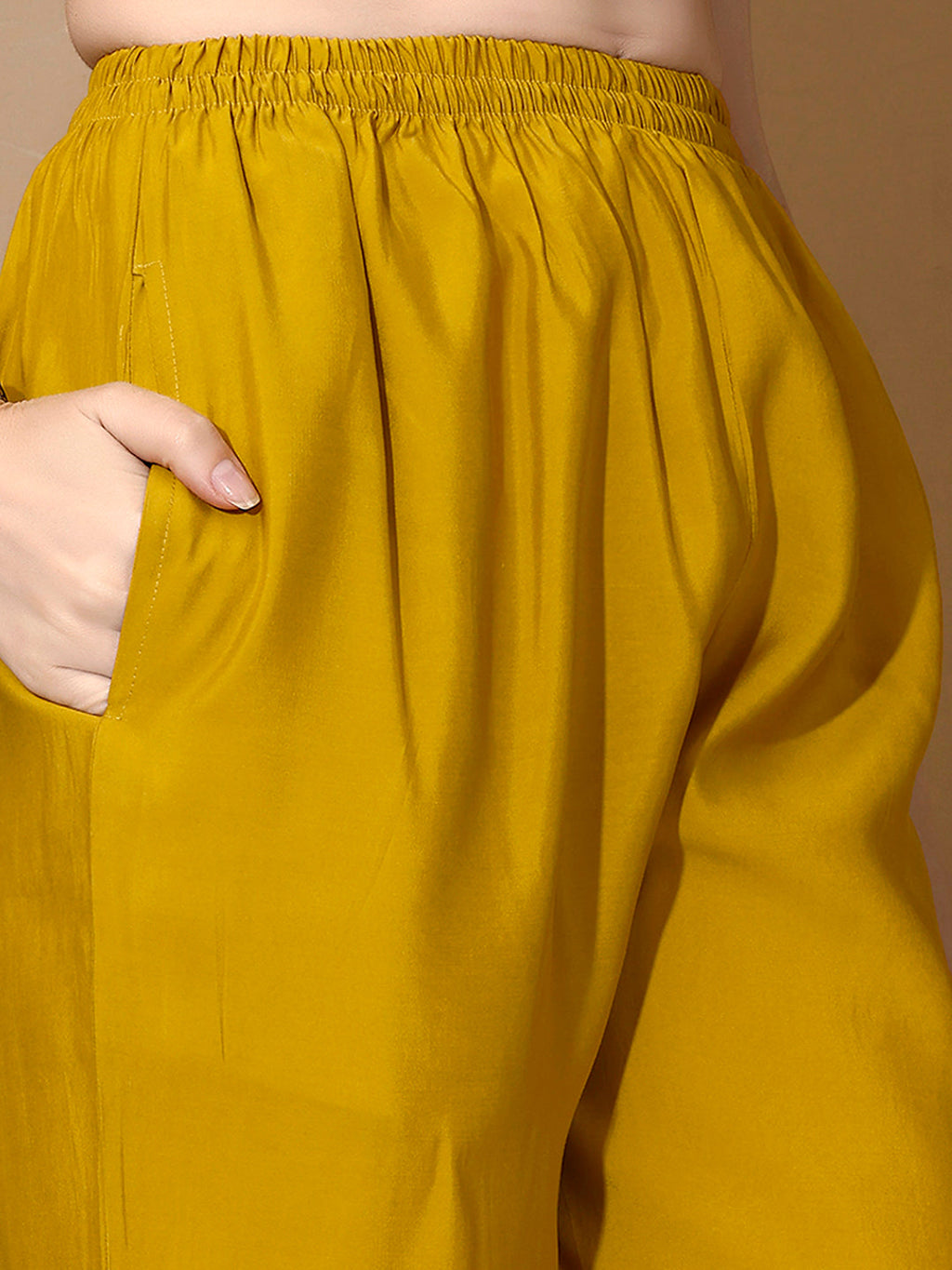 Hand Embroidered Kurta With Pant & Dupatta Premium Luxury, Mustard - Hiral Fashion - Distacart